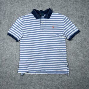 Polo Ralph Lauren Polo Shirt Boys‎ Size Medium 10-12 Striped Blue Preppy Pony